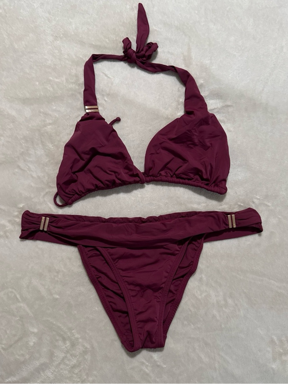 Vix Burgundy Halter Bikini Set